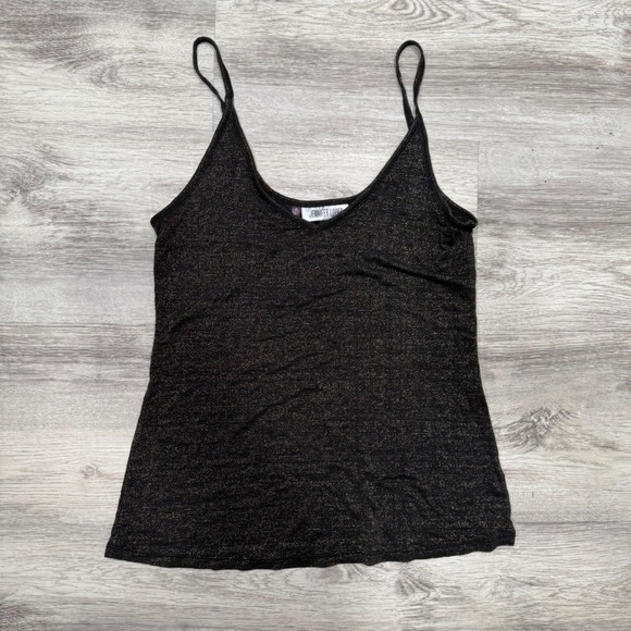 Jennifer Lopez Black Gold Metallic Sparkle Cami Tank Top Women's Small - Picture 1 of 5